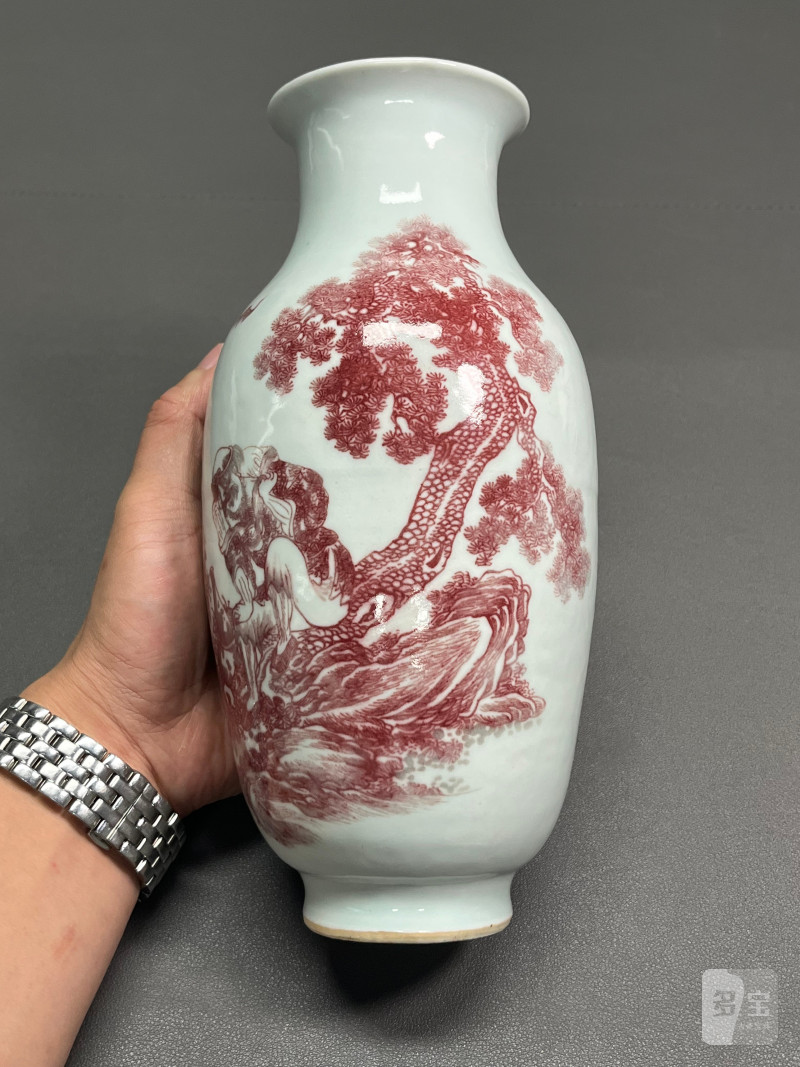 清道光  釉里红“李铁拐仙翁微醺”图观音尊 - 图4